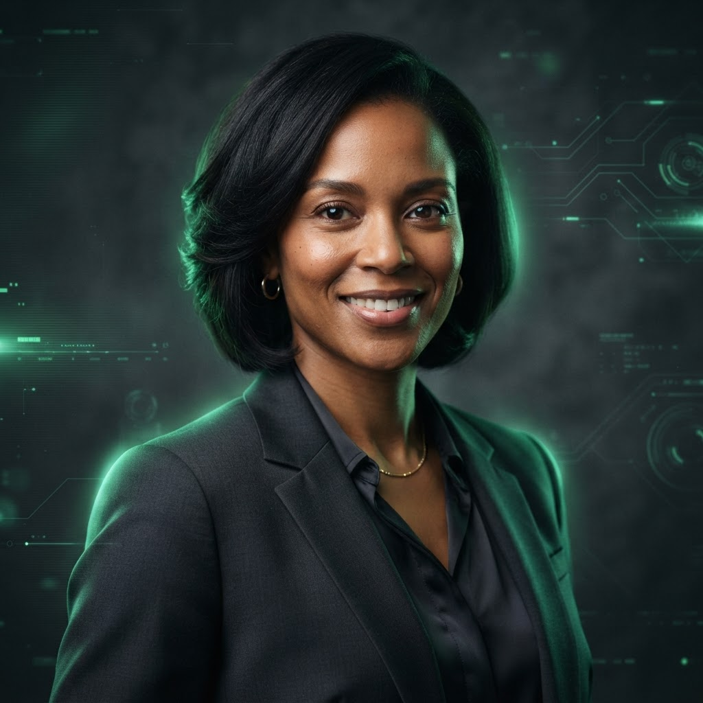 Holographic profile portrait of Aisha Bello, Community Outreach